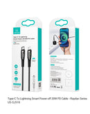 USAMS SJ518USB01 USB-C to Lightning gyorstöltő kábel automata kikapcsolással 120 cm usb-c to lightning 1401858