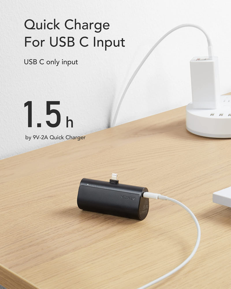 VEGER V0556P 5000MAH POWER BANK BEÉPÍTETT USB LIGHTNING CSATLAKOZÓVAL APPLE TERMÉKEKHEZ, 1X 20W / PD3.0 ,1405103