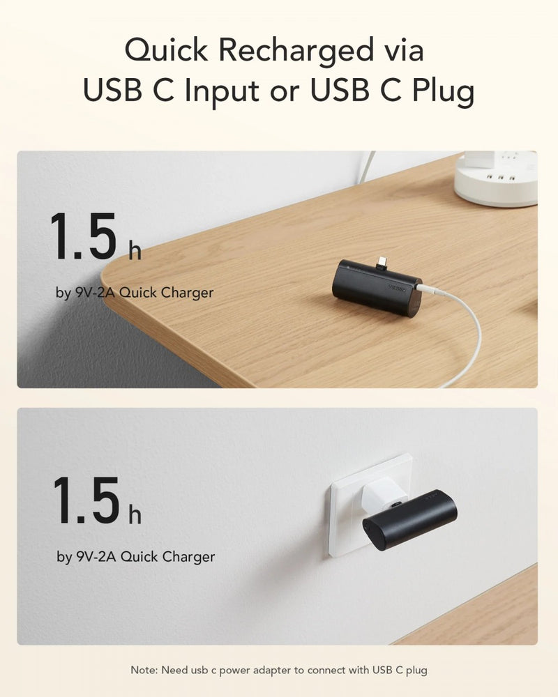 VEGER V0556 5000MAH POWER BANK BEÉPÍTETT USB TYPE-C CSATLAKOZÓVAL, 1X 20W / PD3.0 TÖLTÉSSEL,1405102