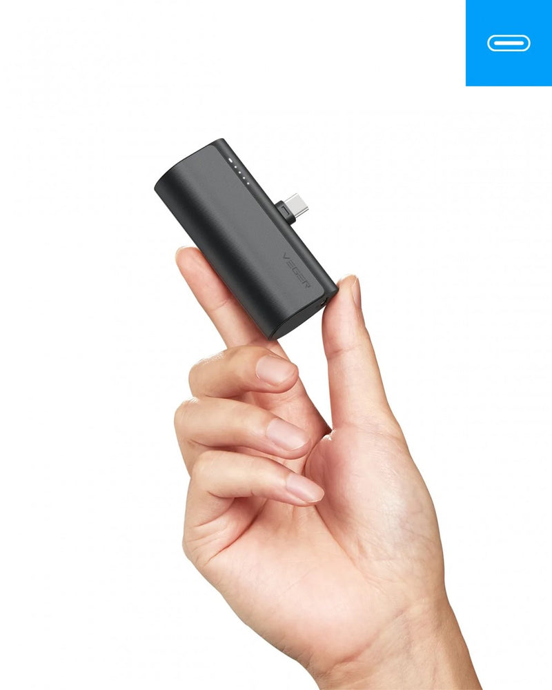 VEGER V0556 5000MAH POWER BANK BEÉPÍTETT USB TYPE-C CSATLAKOZÓVAL, 1X 20W / PD3.0 TÖLTÉSSEL,1405102