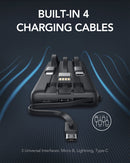 VEGER VP2047 Power bank, fekete, 20.000mAh, 5V-2A, beépített micro usb, type-c és lightning kábellel, 1405107