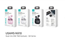 USAMS BHUNX01 dupla mikrofonos bluetooth fülhallgató, töltőtokkal BT 5.2