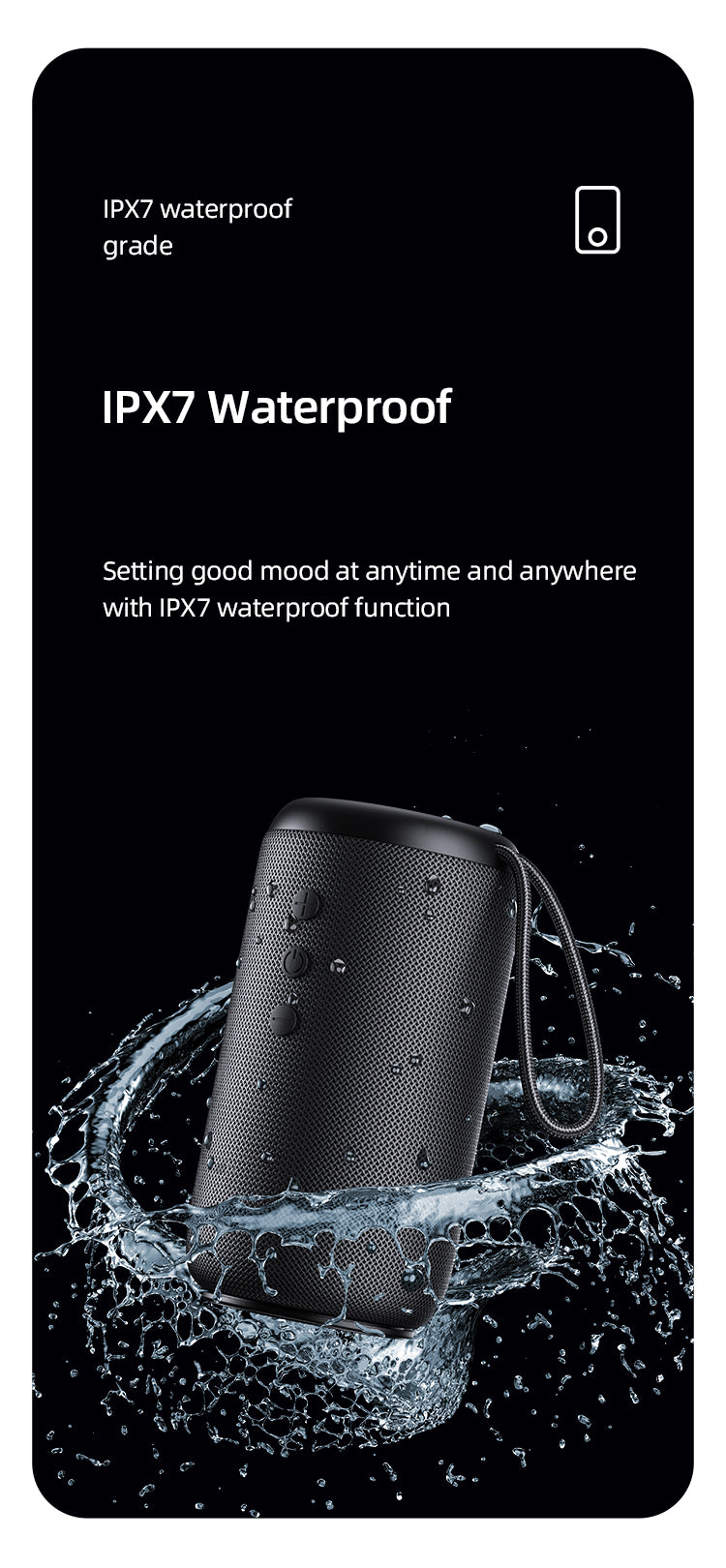 USAMS YC011YX01 Vízálló bluetooth hangszóró 360 fokos sztereo hangzással, 10W  BT.5.0
