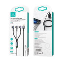 USAMS SJ561USB01 3 az 1-ben gyorstöltő és adat kábel Micro USB, Lightning, Type-C, 66W