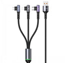 USAMS SJ561USB01 3 az 1-ben gyorstöltő és adat kábel Micro USB, Lightning, Type-C, 66W