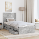 vidaXL Ágykeret fiókkal tárolóval Beton Szürke 90 x 200 cm Mérnöki Fa