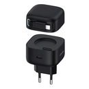 USAMS CC209TC01 Hálózati gyorstöltő GaN adapter 35W, visszahúzható lightning kábellel, mágneses kábeldobbal