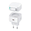 USAMS CC202TC02 Hálózati gyorstöltő GaN adapter 35W, visszahúzahtó usb-c kábellel, mágneses kábeldobbal