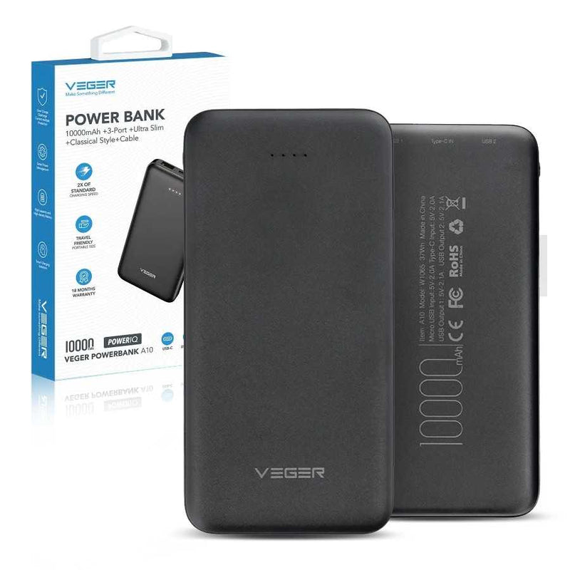 VEGER W1065 10.000mAh Powerbank led töltésjelzővel, 1438723