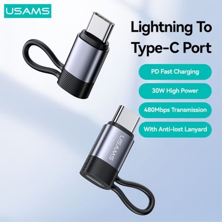 USAMS SJ677LN01 lightning to usb-c PD gyorstöltő adatper 30W
