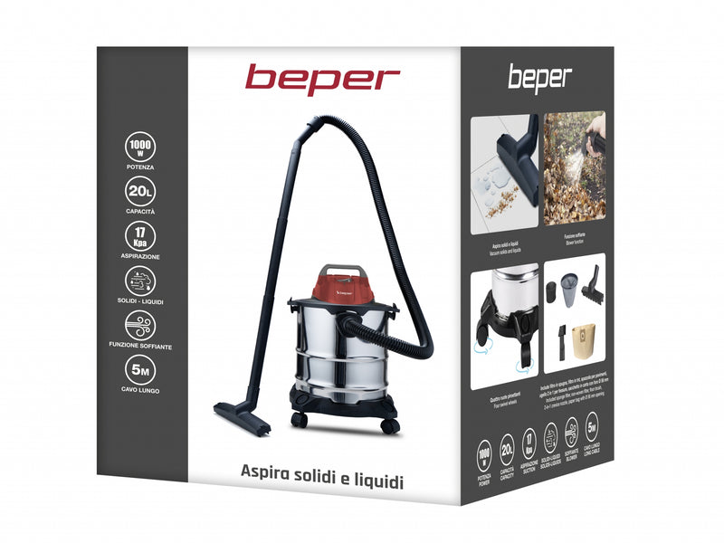 Beper P202ASP300 Száraz-Nedves Porszívó ezüst 1000W