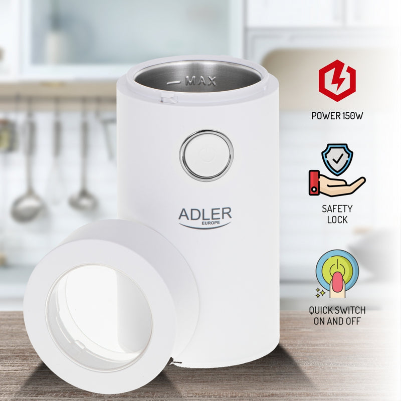 Adler AD4446ws kávédaráló fehér-ezüst