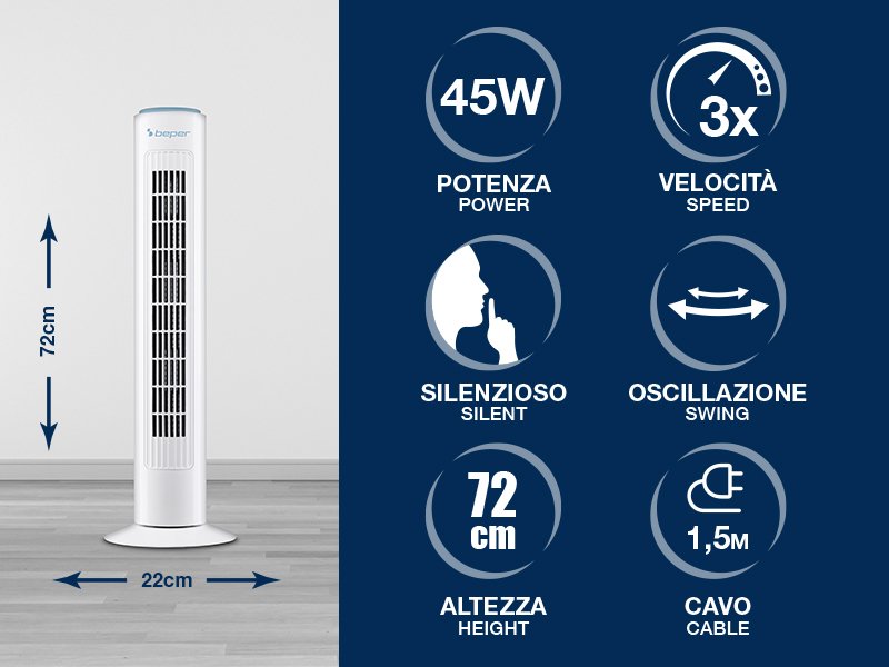 Beper P206VEN301 Torony Ventilátor időzítővel 45 W