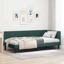 vidaXL Sarokágy keret fejtámlával Sötétzöld 100 cm x 200 cm Bársony