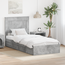 vidaXL Tárolós Ágy fejtámlával Beton Szürke 90 x 190 cm Faanyag