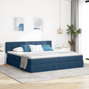 vidaXL LED tárolós ágy matraccal Kék 200 x 200 cm Szövet
