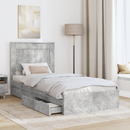 vidaXL Tárolós Ágy fejtámlával Beton Szürke 75 x 190 cm Faanyag