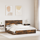 vidaXL Tárolós Ágy fejtámlával Füstölt tölgy 160 x 200 cm Faanyag