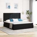 vidaXL Ágy tárolóval és matraccal Fekete 180 x 200 cm Bársony