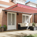 vidaXL Behúzható napellenző Piros és Fehér 500 × 300 cm