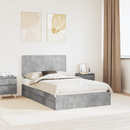 vidaXL Tárolós Ágy fejtámlával Beton Szürke 135 x 190 cm Faanyag
