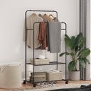 vidaXL Ruhafogó polcokkal kerékkel tárolóval Fekete 80 x 53 x 156 cm