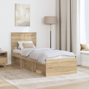 vidaXL Ágykeret fejtámlával Sonoma tölgy 75 x 190 cm Tömör fenyőfa