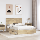 vidaXL Tárolós Ágy fejtámlával Sonoma tölgy 140 x 190 cm Faanyag