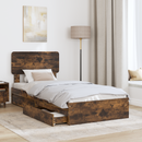 vidaXL Tárolós Ágy fejtámlával Füstölt tölgy 100 x 200 cm Faanyag