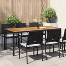 vidaXL Kerti Asztal Fekete 190 x 90 x 75 cm polirattan