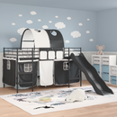 vidaXL Gyerekek Loft Ágykerete Fekete 80 x 200 cm Fém