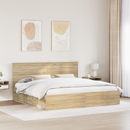 vidaXL Ágykeret fejtámlával Sonoma 200 x 200 cm Tömör fenyőfa