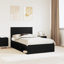 vidaXL Ágykeret fejtámlával Fekete 135 x 190 cm Tömör fenyőfa