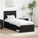 vidaXL Ágykeret fejtámlával Fekete 75 x 190 cm Tömör fenyőfa