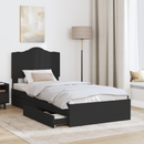 vidaXL Tárolós Ágy fejtámlával fiókkal Fekete 90 x 190 cm Faanyag