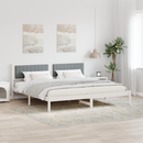 vidaXL Ágykeret fejtámlával Világosszürke 200 x 200 cm Tömör fenyőfa
