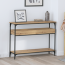 vidaXL Konzolasztal polcokkal kézműves tölgy 100 x 29 x 75 cm Faanyag