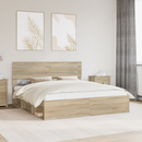 vidaXL Ágykeret fejtámlával Sonoma 200 x 200 cm Tömör fenyőfa