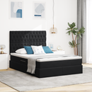 vidaXL Ágy tárolóval és matraccal Fekete 140 x 190 cm Bársony