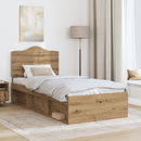 vidaXL Ágykeret fejtámlával Művészi tölgy 75 x 190 cm Tömör fenyőfa