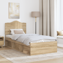 vidaXL Ágykeret fejtámlával Sonoma tölgy 90 x 200 cm Tömör fenyőfa