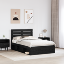 vidaXL Ágykeret fejtámlával Fekete 120 x 190 cm Tömör fenyőfa