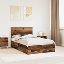 vidaXL Ágykeret fejtámlával fiókkal Öreg fa 120 x 190 cm Faanyag