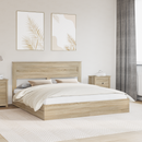 vidaXL Tárolós Ágy fejtámlával Sonoma tölgy 180 x 200 cm Faanyag