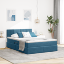 vidaXL LED tárolós ágy matraccal Sötét kék 140 x 200 cm Bársony