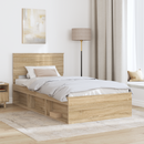 vidaXL Ágykeret fejtámlával Sonoma 100 x 200 cm Tömör fenyőfa