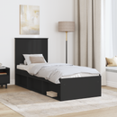 vidaXL Ágykeret fejtámlával Fekete 75 x 190 cm Tömör fenyőfa