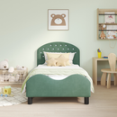 vidaXL Gyerekágy kerettel fejtámlával Tengeri Zöld 80 x 160 cm Bársony