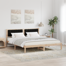 vidaXL Ágykeret fejtámlával Fekete 160 x 200 cm Tömör fenyőfa