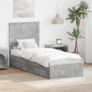 vidaXL Tárolós Ágy fejtámlával Beton Szürke 75 x 190 cm Faanyag
